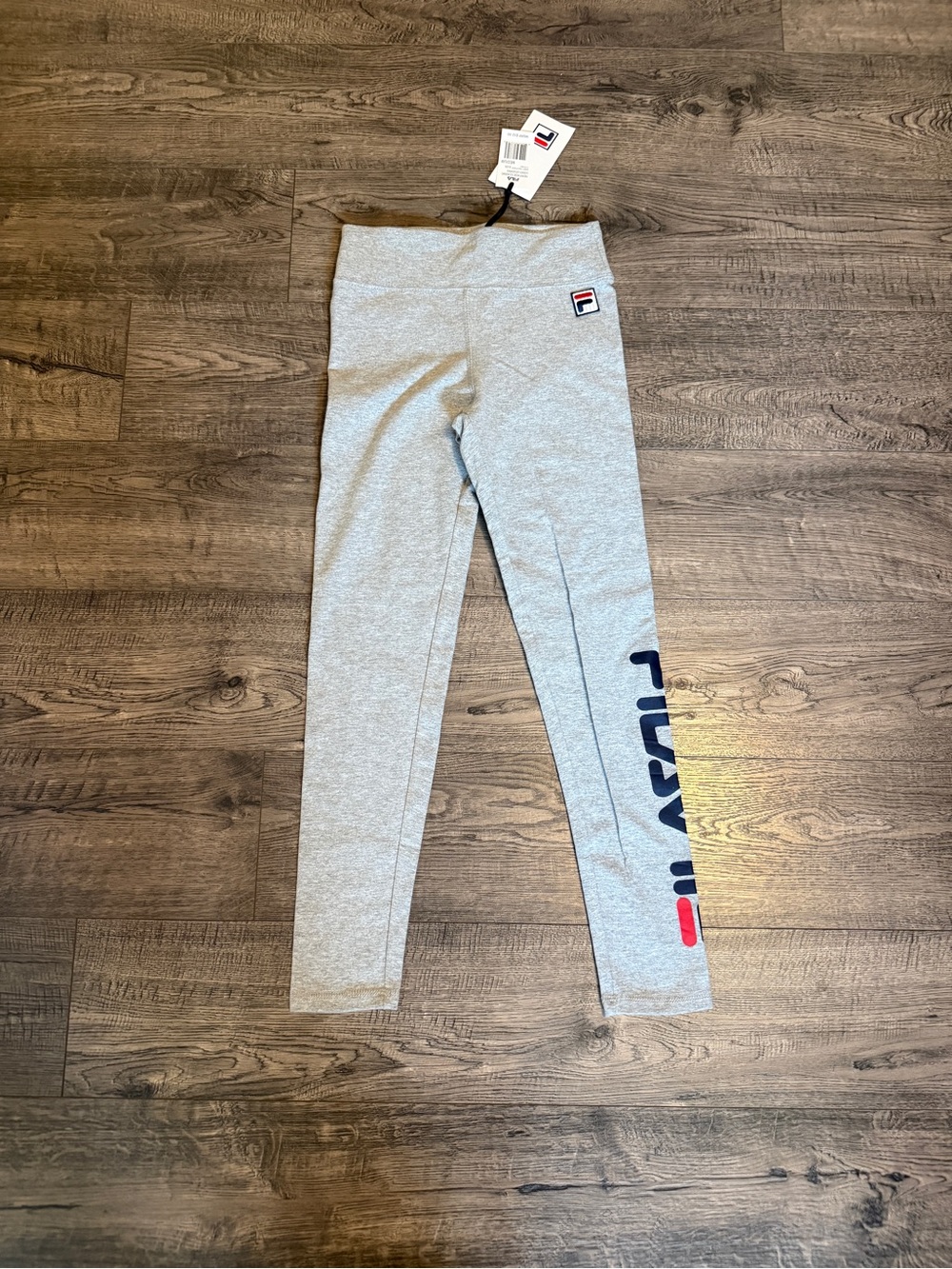 Fila Girls' Light Gray Leggings with Navy and Red Logo